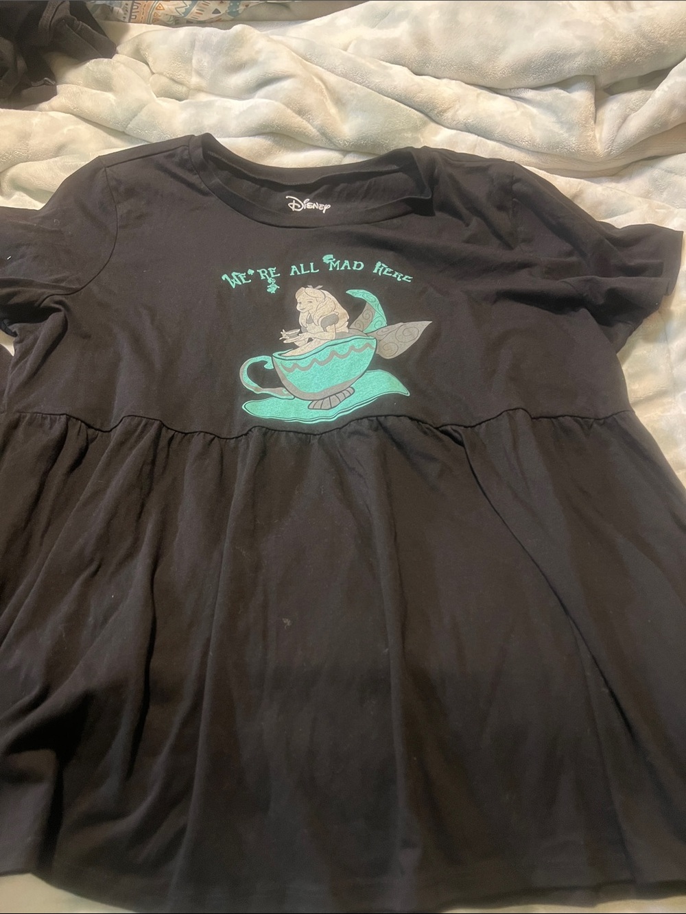 torrid Black Short-Sleeve Disney Teacup Graphic Top with Teal Accents